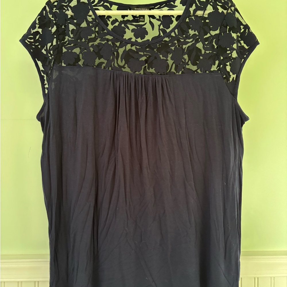 Navy Lace Women's Top